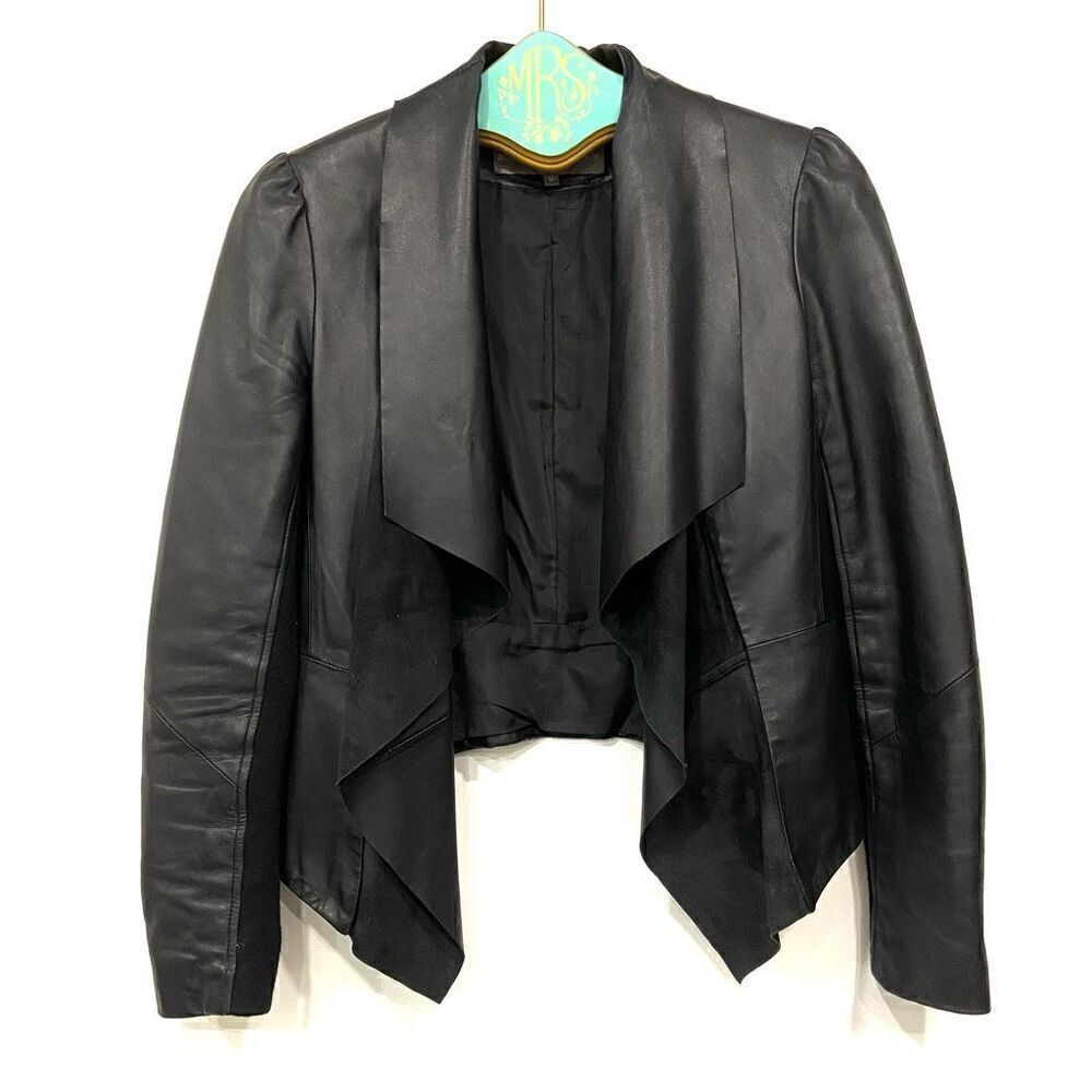 BOD & CHRISTENSEN Leather Waterfall Open Jacket - Picture 5 of 10